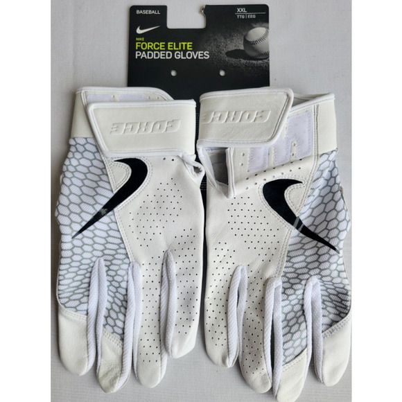Nike Force Elite Padded Leather Baseball Gloves White & GreyUnisex Size M NWT